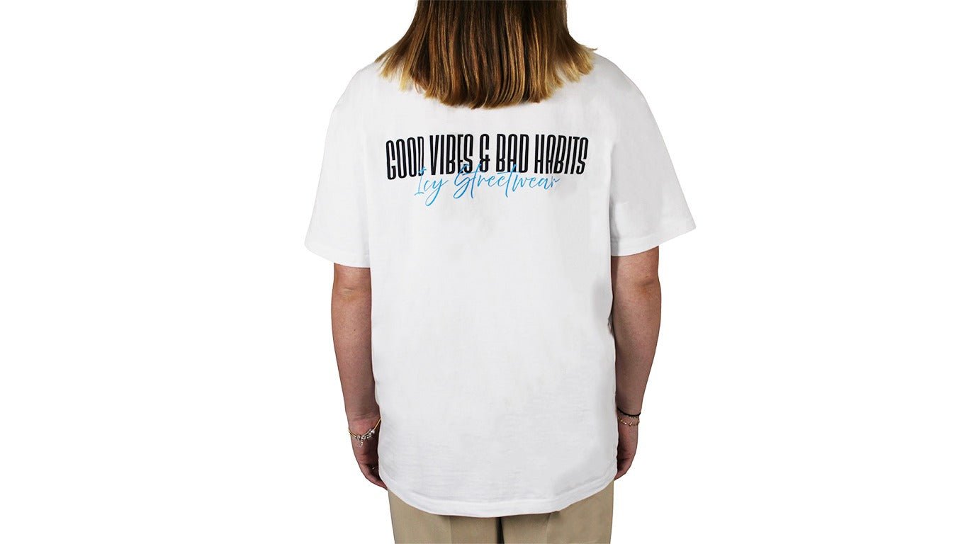 Heavy Cotton Tee "GOOD VIBES & BAD HABITS" - ICY Streetwear