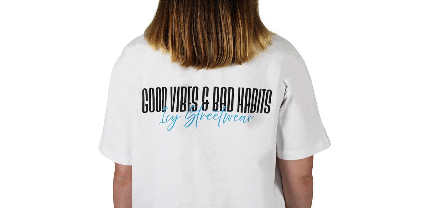 Heavy Cotton Tee "GOOD VIBES & BAD HABITS" - ICY Streetwear