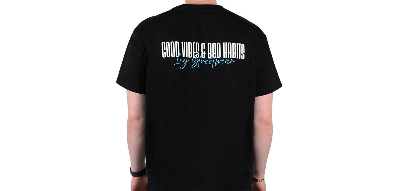 Heavy Cotton Tee "GOOD VIBES & BAD HABITS" - ICY Streetwear